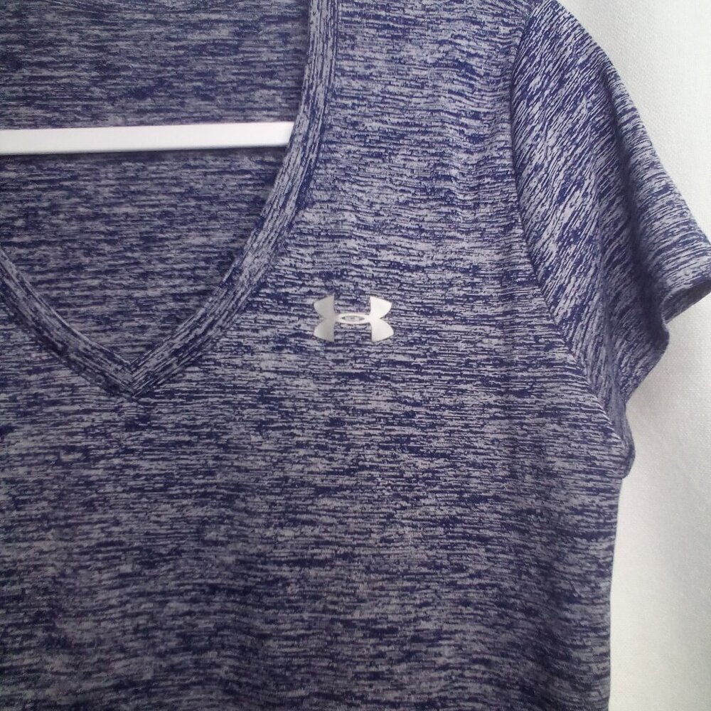 Under Armour Shirt Women S ? V-neck Short Sleeve Active Athletic Blue - Picture 8 of 16